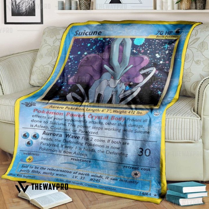 Anime Pokemon Suicune Holo 1St Edition Quilt Blanket Anime Pokemon Suicune Holo 1St Edition Quilt Blanket
