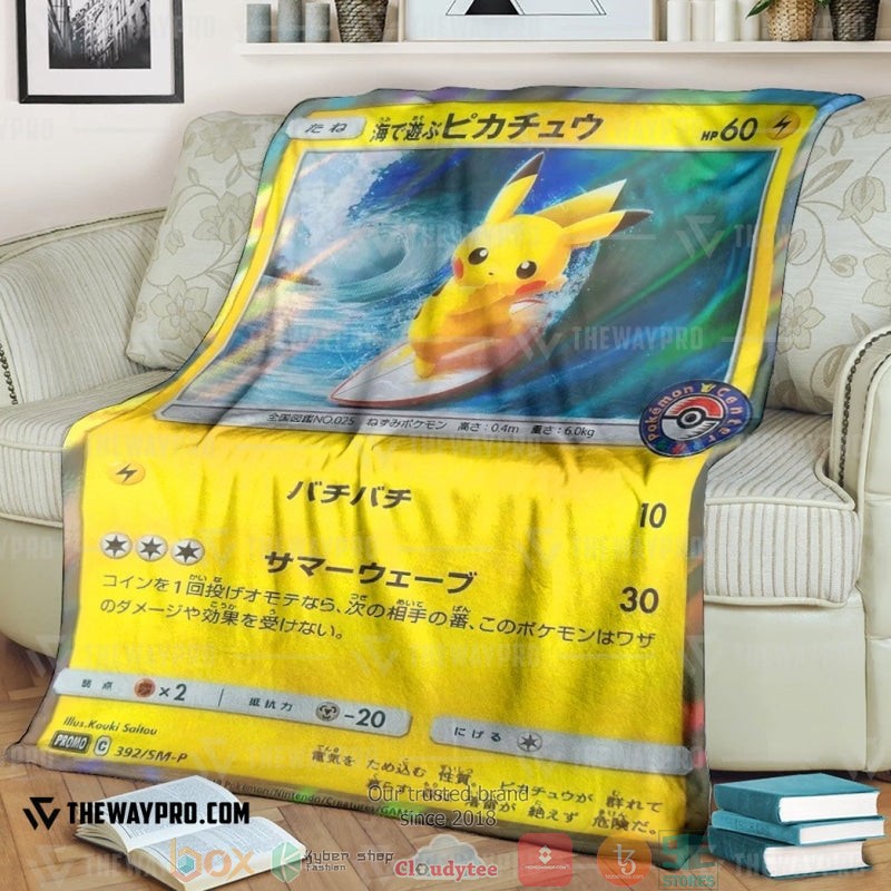 Anime Pokemon Surfing Pikachu Soft Blanket Anime Pokemon Surfing Pikachu Soft Blanket