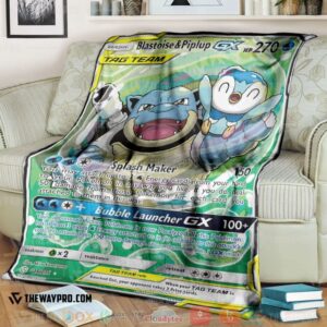 Anime Pokemon Tag Team Blastoise Piplup Gx Cosmic Eclipse Soft Blanket