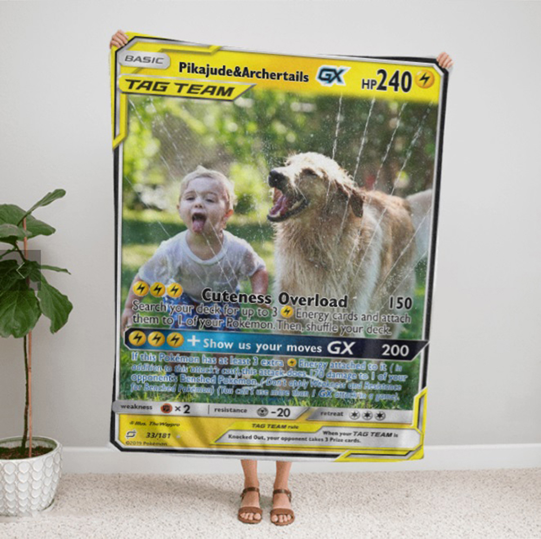 Anime Pokemon Tag Team Personalized Card Custom Soft Blanket Anime Pokemon Tag Team Personalized Card Custom Soft Blanket