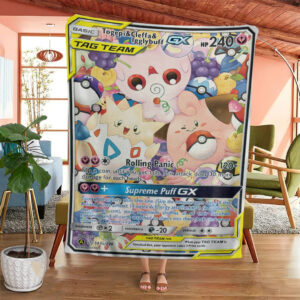 Anime Pokemon Togepi Cleffa Igglybuff Gx Cosmic Eclipse Custom Soft Blanket 1