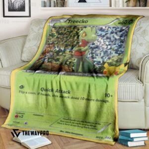 Anime Pokemon Treecko Holo Quilt Blanket