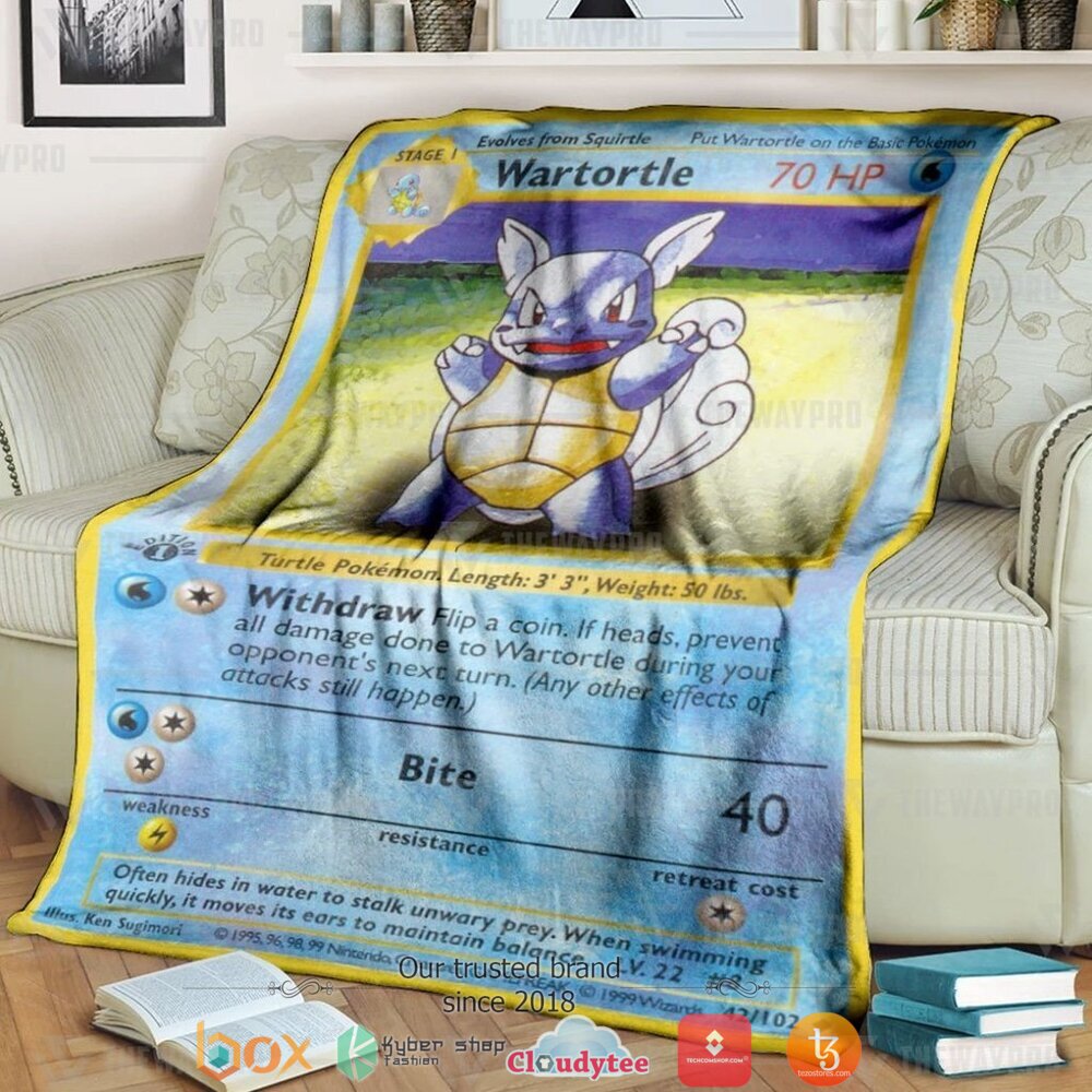 Anime Pokemon Wartortle 1St Edition Soft Blanket Anime Pokemon Wartortle 1St Edition Soft Blanket