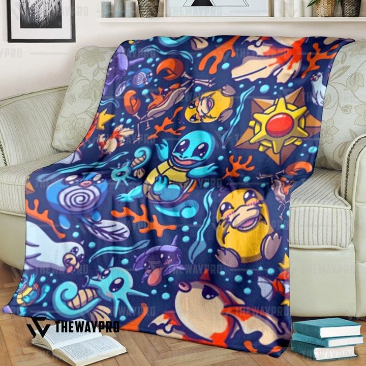 Anime Pokemon Water Custom Soft Blanket Anime Pokemon Water Custom Soft Blanket
