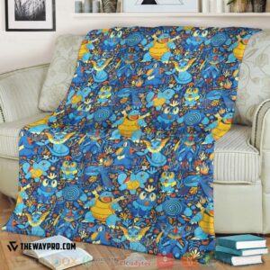 Anime Pokemon Water Seamless Pattern Soft Blanket