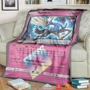 Anime Pokemon Xerneas Prism Star Lost Thunder Soft Blanket