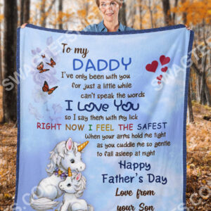 Baby Unicorn To My Daddy I Love You Happy Fathers Day Blanket