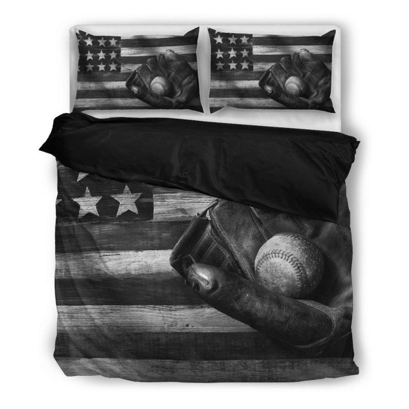 Baseball American Flag Black White Duvet Cover and Pillowcase Set Bedding Set Baseball American Flag Black White Duvet Cover and Pillowcase Set Bedding Set