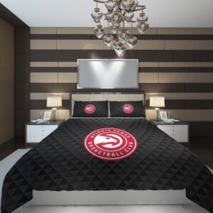 Black Illustration Red Logo Triangle Pattern Duvet Cover and Pillowcase Set Bedding Set scaled 1