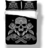 Black Skeleton DeathS Head Pistol Duvet Cover and Pillowcase Set Bedding Set
