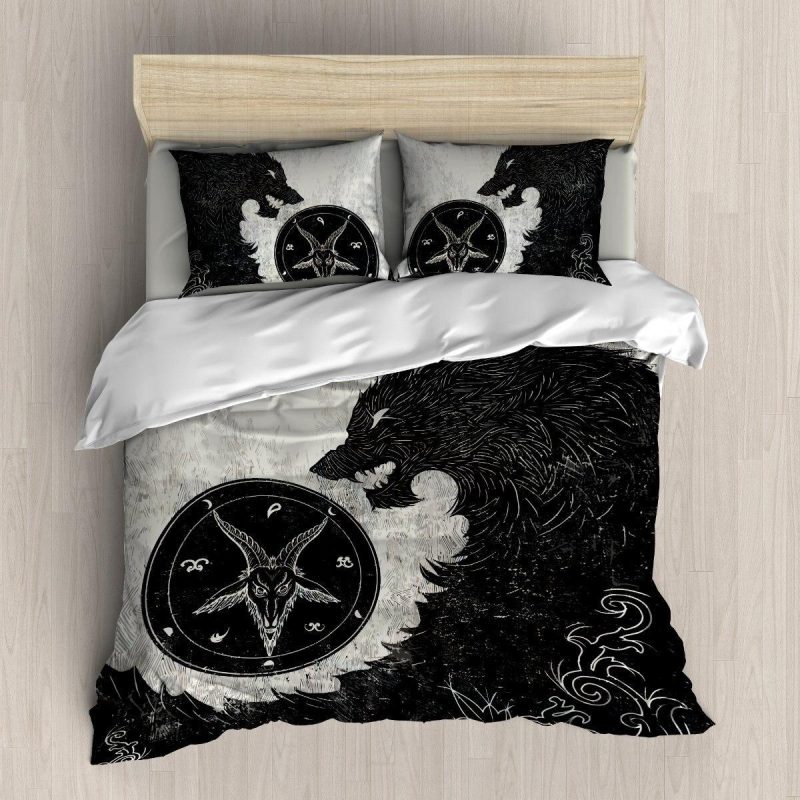 Black Wolf Satan Duvet Cover and Pillowcase Set Bedding Set Black Wolf Satan Duvet Cover and Pillowcase Set Bedding Set