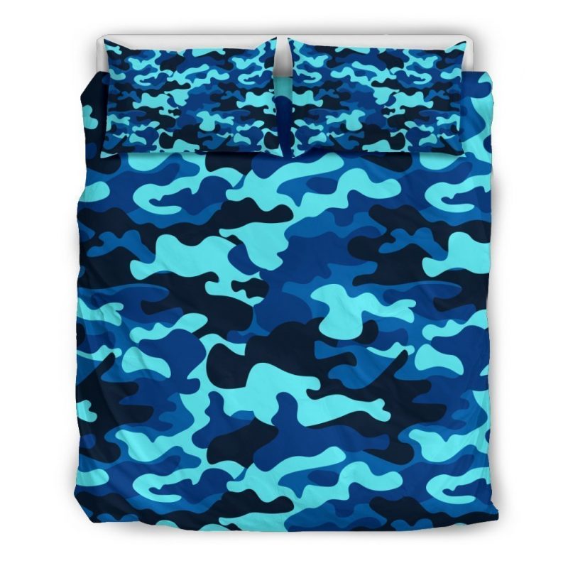 Blue And Black Camouflage Print Duvet Cover and Pillowcase Set Bedding Set Blue And Black Camouflage Print Duvet Cover and Pillowcase Set Bedding Set