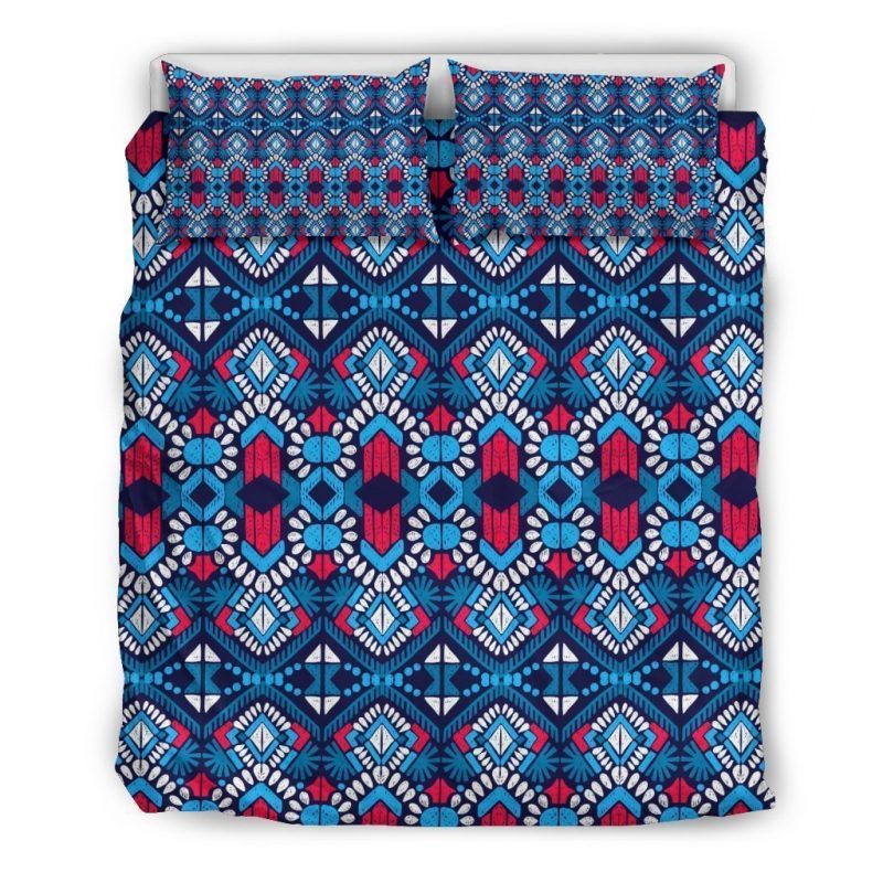 Blue And Red Aztec Pattern Print Duvet Cover and Pillowcase Set Bedding Set Blue And Red Aztec Pattern Print Duvet Cover and Pillowcase Set Bedding Set