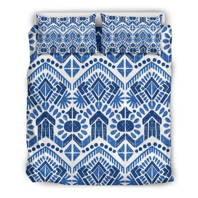 Blue And White Aztec Pattern Print Duvet Cover and Pillowcase Set Bedding Set Blue And White Aztec Pattern Print Duvet Cover and Pillowcase Set Bedding Set