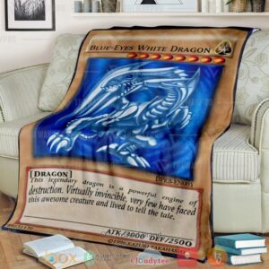 Blue Eyes White Dragon Card Custom Soft Blanket 4