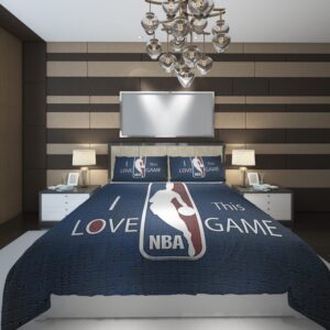 Blue Nba Background Basketball Logo Duvet Cover and Pillowcase Set Bedding Set scaled 1