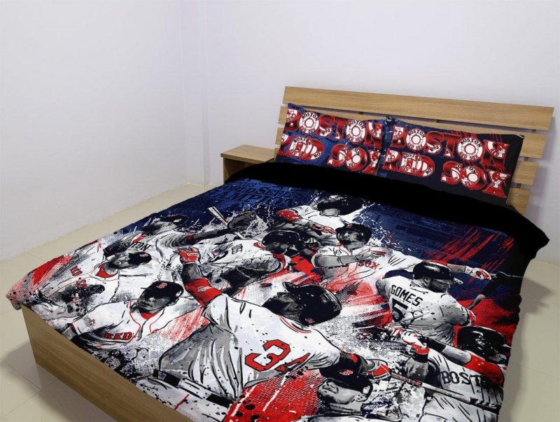 Boston Red Sox Duvet Cover and Pillowcase Set Bedding Set 1007 Boston Red Sox Duvet Cover and Pillowcase Set Bedding Set 1007