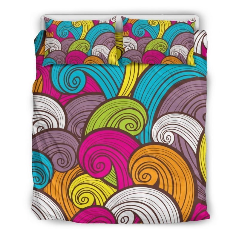 Colorful Surfing Wave Pattern Print Duvet Cover and Pillowcase Set Bedding Set Colorful Surfing Wave Pattern Print Duvet Cover and Pillowcase Set Bedding Set