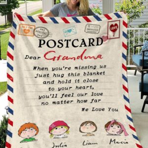 Custom Name Letter Dear Grandma When Youre Missing Us Blanket