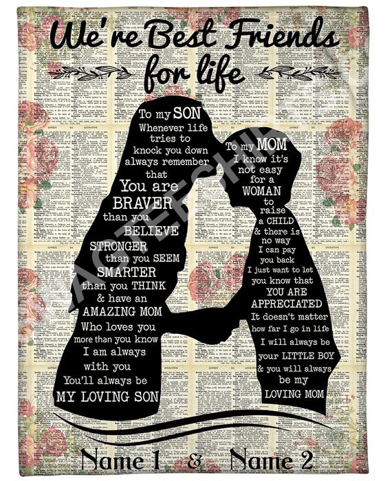 Custom Name Vintage Mom And Son WeRe Best Friend For Life Blanket Custom Name Vintage Mom And Son WeRe Best Friend For Life Blanket