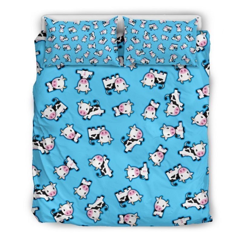 Cute Cartoon Baby Cow Pattern Print Duvet Cover and Pillowcase Set Bedding Set Cute Cartoon Baby Cow Pattern Print Duvet Cover and Pillowcase Set Bedding Set