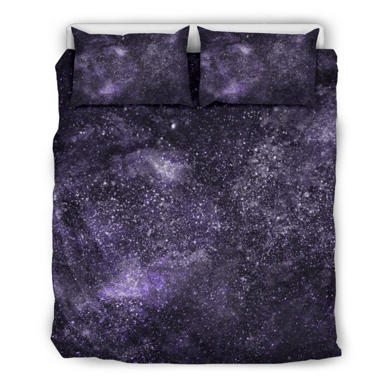 Dark Purple Cosmos Galaxy Space Print Duvet Cover and Pillowcase Set Bedding Set Dark Purple Cosmos Galaxy Space Print Duvet Cover and Pillowcase Set Bedding Set