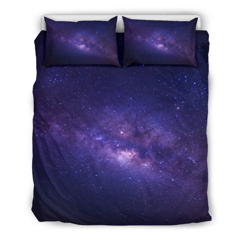 Dark Purple Milky Way Galaxy Space Print Duvet Cover and Pillowcase Set Bedding Set Dark Purple Milky Way Galaxy Space Print Duvet Cover and Pillowcase Set Bedding Set