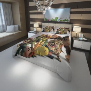 Donkey Kong Kirby Link Metroid Pikachu Samus Aran Super Mario The Legend of Zelda video games Wario Duvet Cover and Pillowcase Set Bedding Set scaled 1