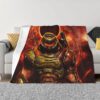 Doom Shooting Game Dota Blanket Flannel Eternal Satanic Cozy Soft FLeece Bedspread_Q90