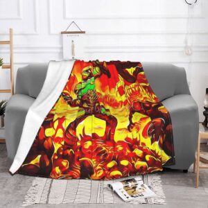 Doom Shooting Game Dota Blanket Flannel Spring Autumn Slayer Warm Throws For Winter Bedding_Q90