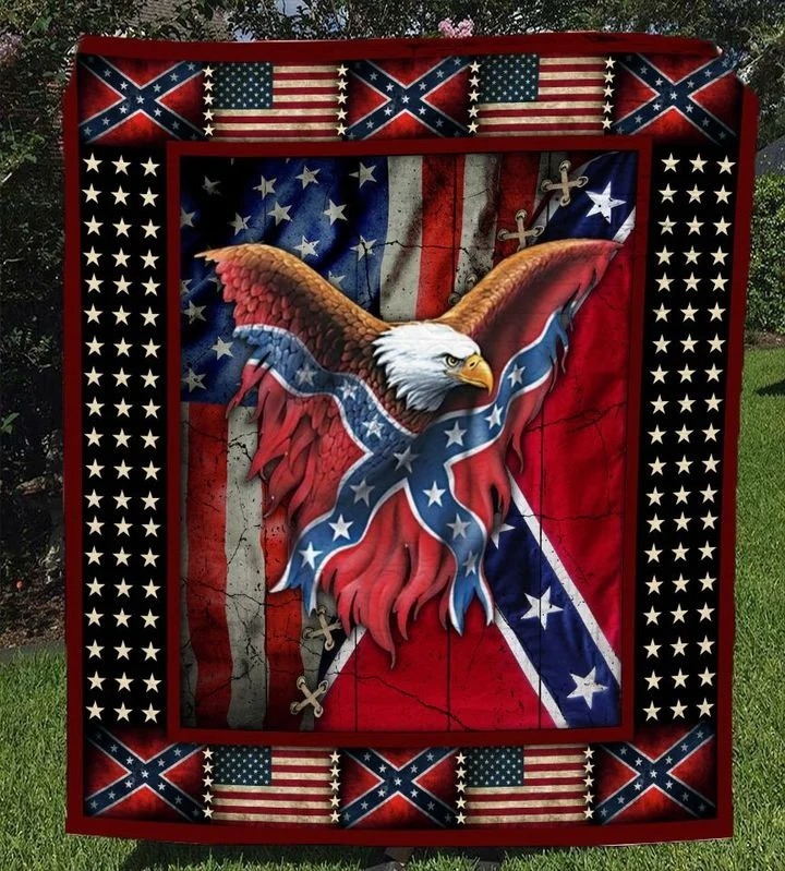 Eagles Rebel Confederate Flag Quilt Blanket Eagles Rebel Confederate Flag Quilt Blanket