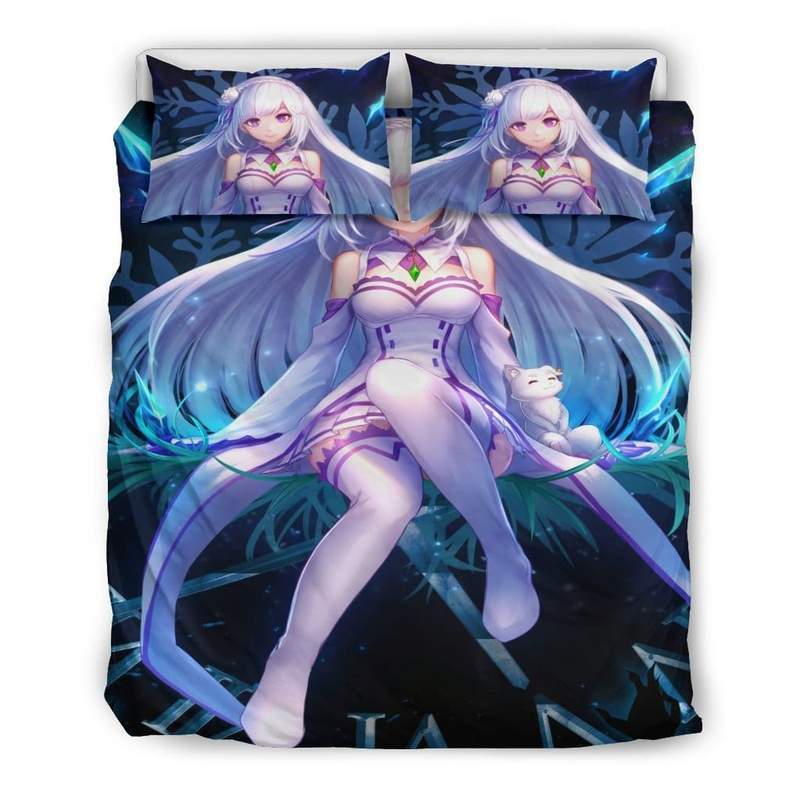 Emilia Re Zero Starting Life In Another World Duvet Cover and Pillowcase Set Bedding Set Emilia Re Zero Starting Life In Another World Duvet Cover and Pillowcase Set Bedding Set