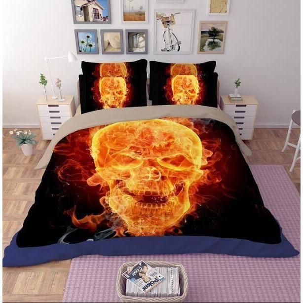 Fire Skull Duvet Cover and Pillowcase Set Bedding Set Fire Skull Duvet Cover and Pillowcase Set Bedding Set