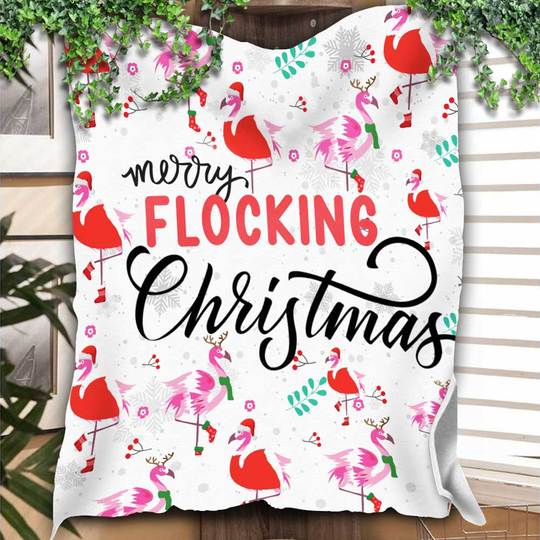 Flamingo Merry Flocking Christmas Blanket Flamingo Merry Flocking Christmas Blanket