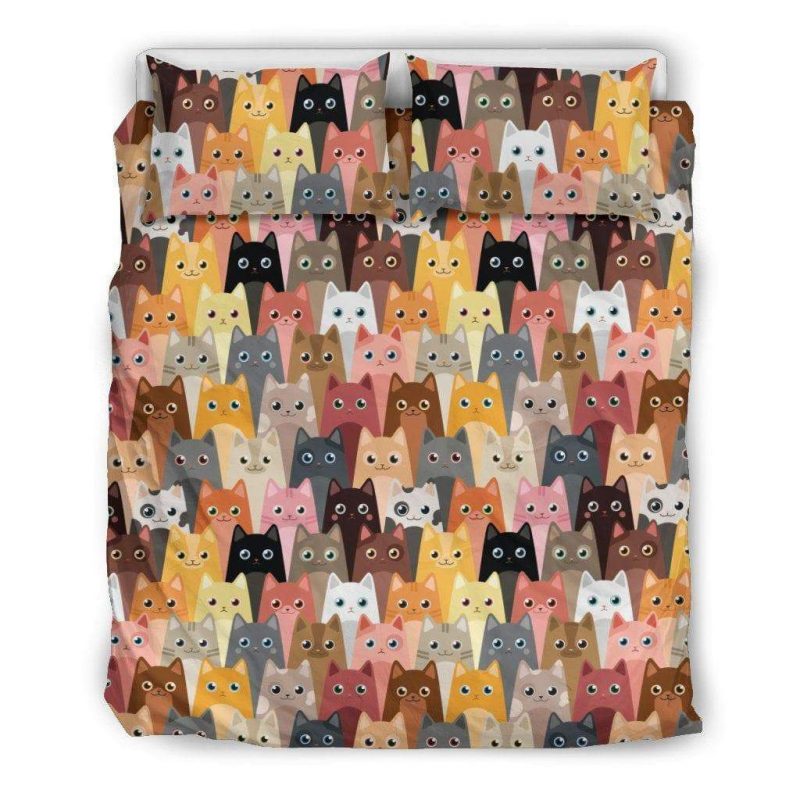 Funny Colorful Cats Faces Duvet Cover and Pillowcase Set Bedding Set Funny Colorful Cats Faces Duvet Cover and Pillowcase Set Bedding Set