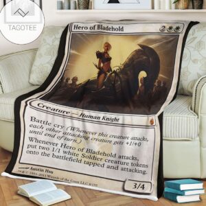 Game Mtg Magic The Gathering Mbs 8 Hero Of Bladehold Fleece Blanket Tagotee