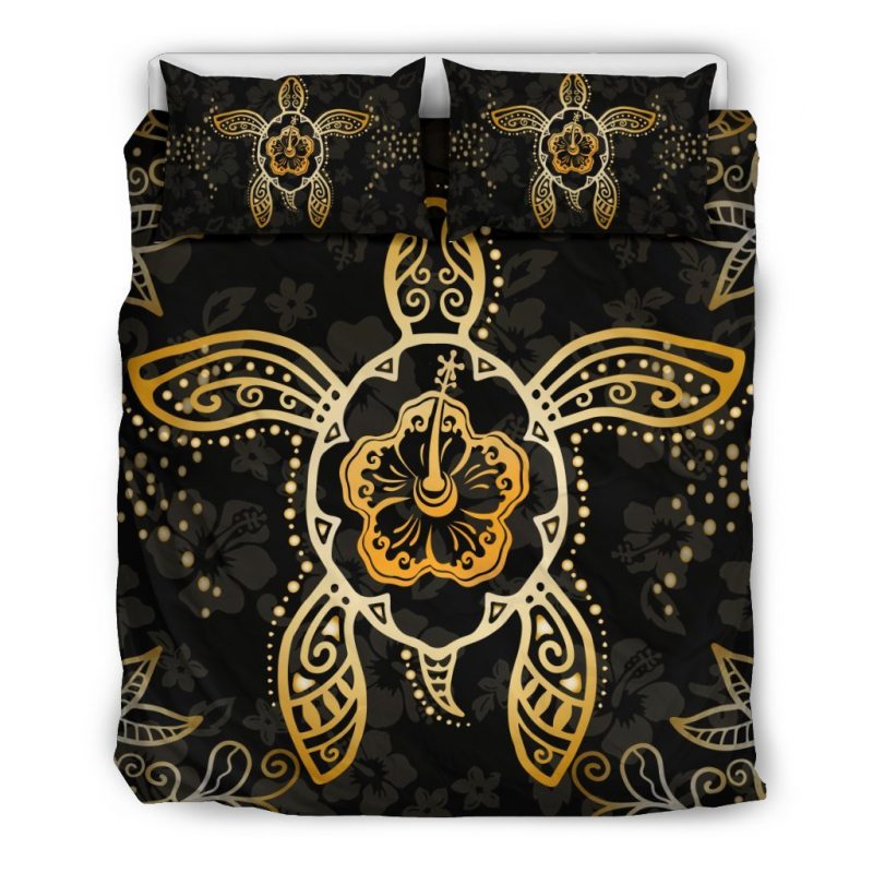 Golden Turtle And Hibiscus Duver Duvet Cover and Pillowcase Set Bedding Set Golden Turtle And Hibiscus Duver Duvet Cover and Pillowcase Set Bedding Set
