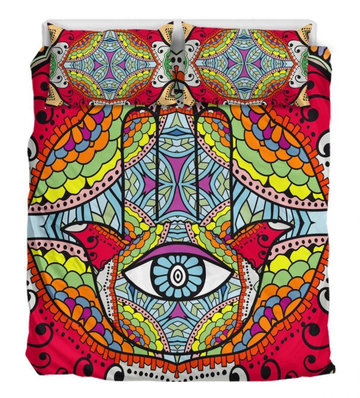 Hamsa Hand Mandala Duvet Cover and Pillowcase Set Bedding Set Hamsa Hand Mandala Duvet Cover and Pillowcase Set Bedding Set