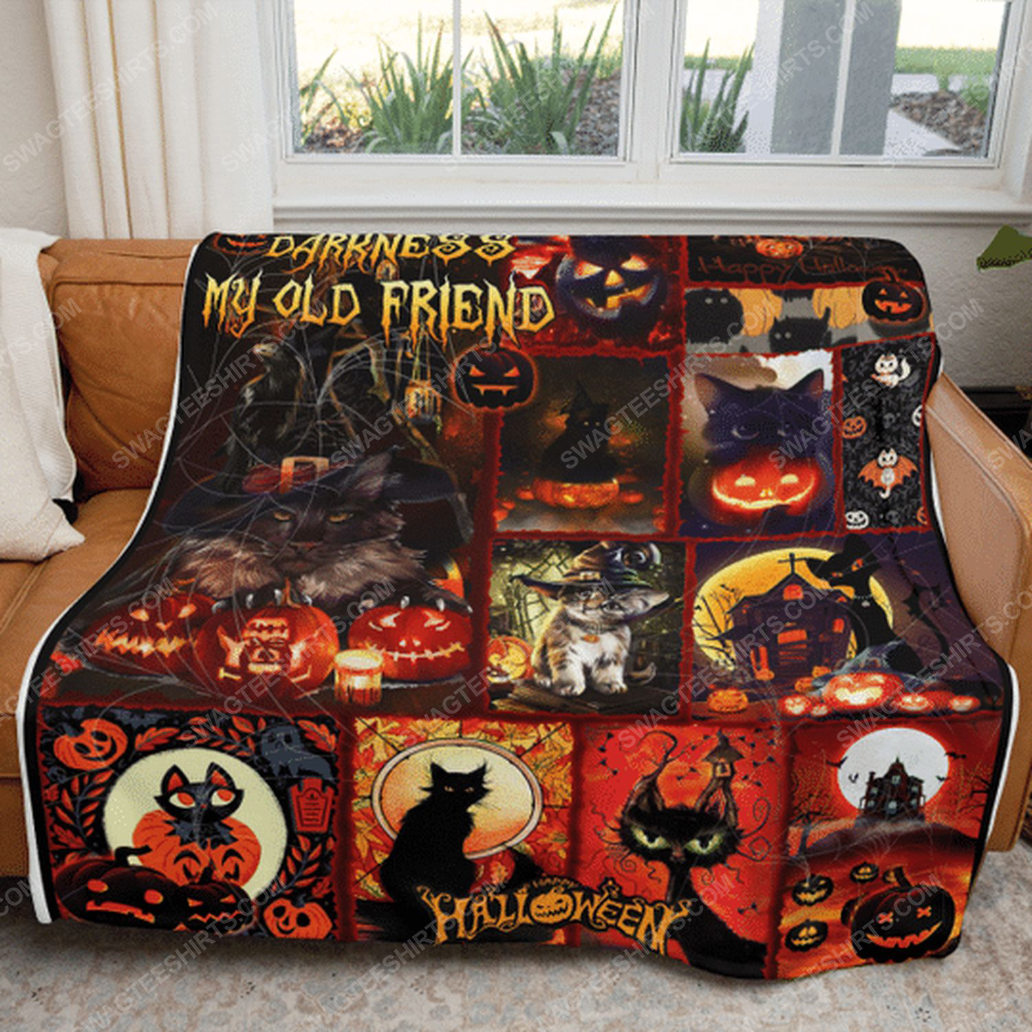Hello Darkness Black Cat Halloween Blanket Hello Darkness Black Cat Halloween Blanket
