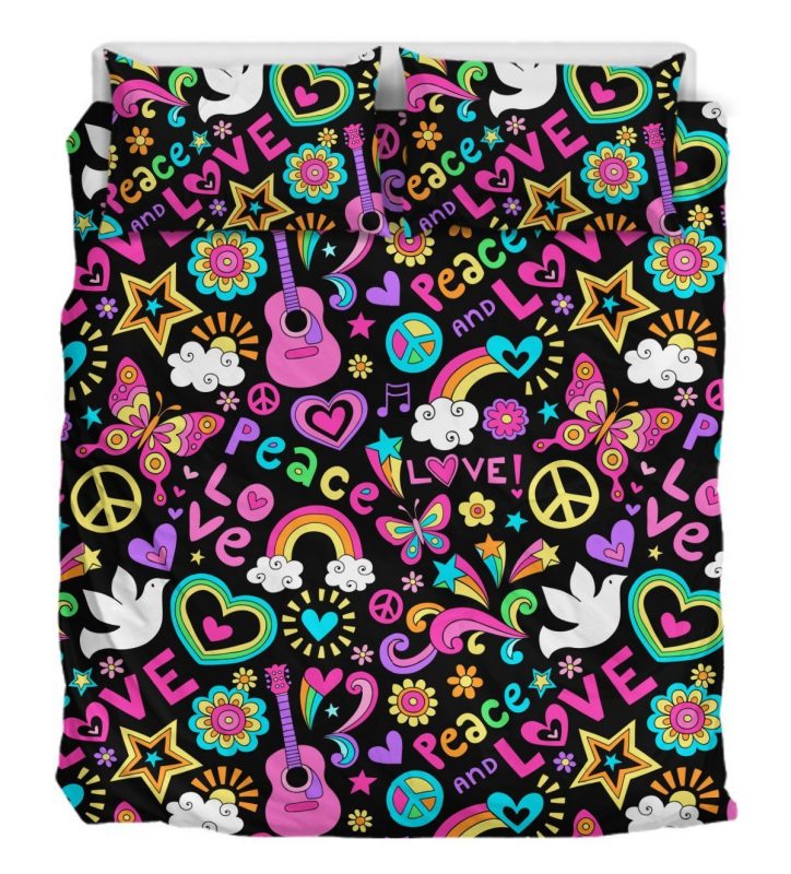 Hippie Love Duver Duvet Cover and Pillowcase Set Bedding Set Hippie Love Duver Duvet Cover and Pillowcase Set Bedding Set