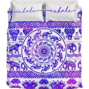 Inhale Exhale Blue Duver Duvet Cover and Pillowcase Set Bedding Set