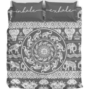 Inhale Exhale Grey Duver Duvet Cover and Pillowcase Set Bedding Set