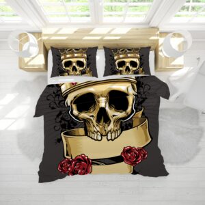 King Skull Duvet Cover and Pillowcase Set Bedding Set scaled 1