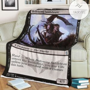 Ktk 64 Bellowing Saddlebrute Mtg Game Magic The Gathering Fleece Blanket