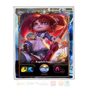 League Of Legends Poppy Custom Name Sherpa Blanket