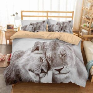 Lion Duvet Cover and Pillowcase Set Bedding Set 658