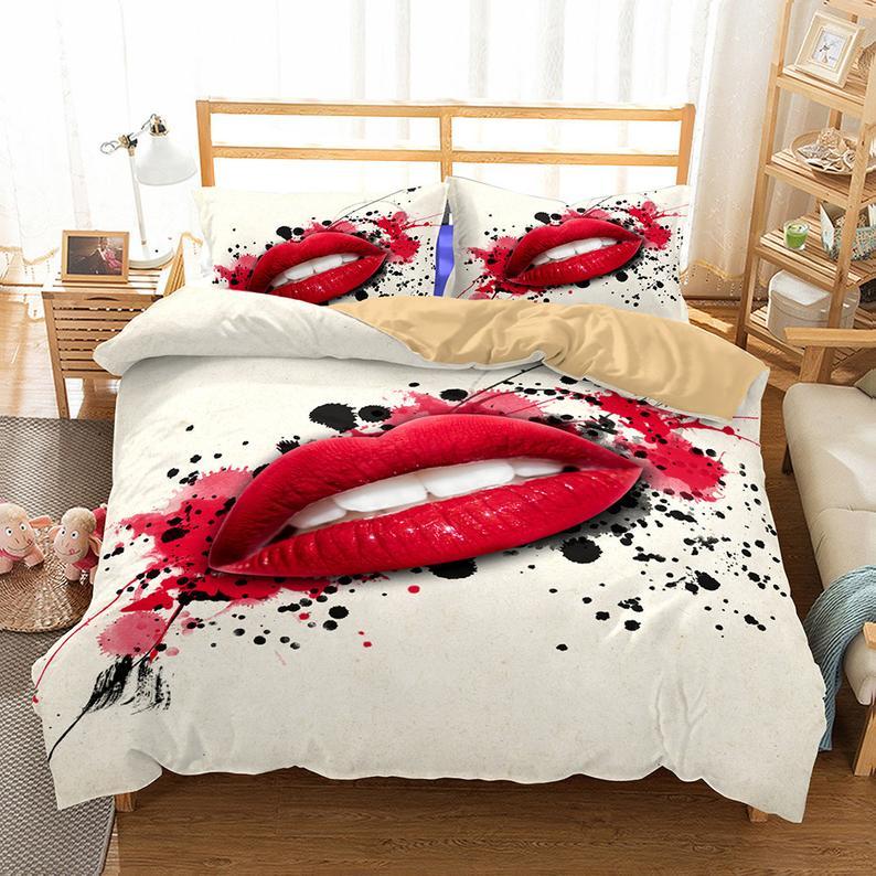 Lips Print Duvet Cover and Pillowcase Set Bedding Set Lips Print Duvet Cover and Pillowcase Set Bedding Set