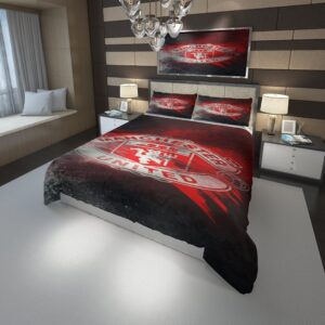 Logo Manchester F C 3 Duvet Cover and Pillowcase Set Bedding Set scaled 1