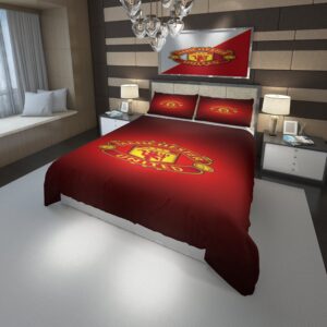 Logo Manchester F C 9 Duvet Cover and Pillowcase Set Bedding Set scaled 1