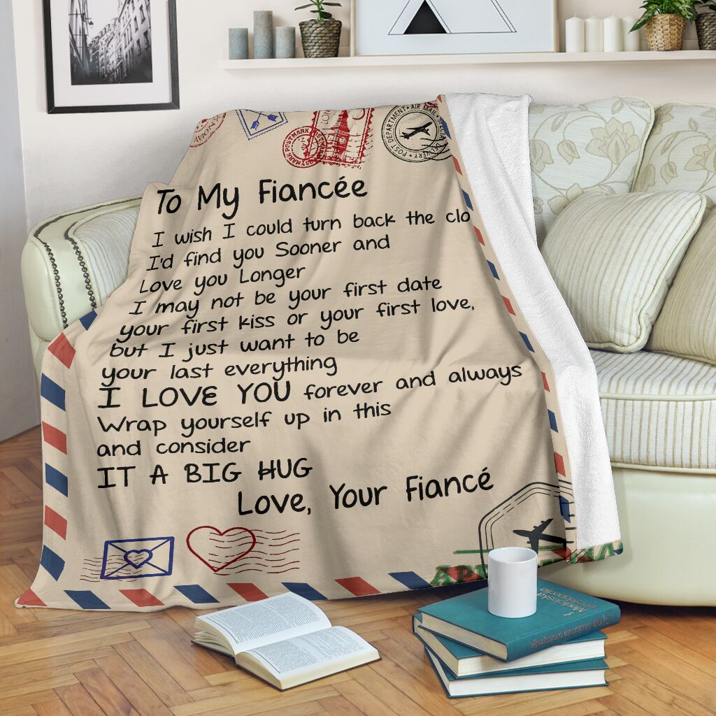 Love Air Mail To My Fiancee I Love You Forever And Always Full Printing Blanket Love Air Mail To My Fiancee I Love You Forever And Always Full Printing Blanket